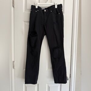 Gap Girlfriend Fit Black Distressed Jeans size 26R